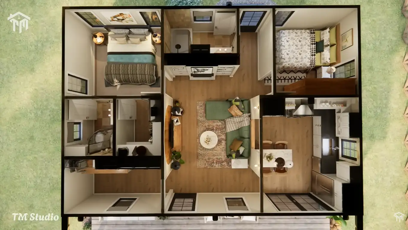 tm studio 2 bedroom house ploor plan