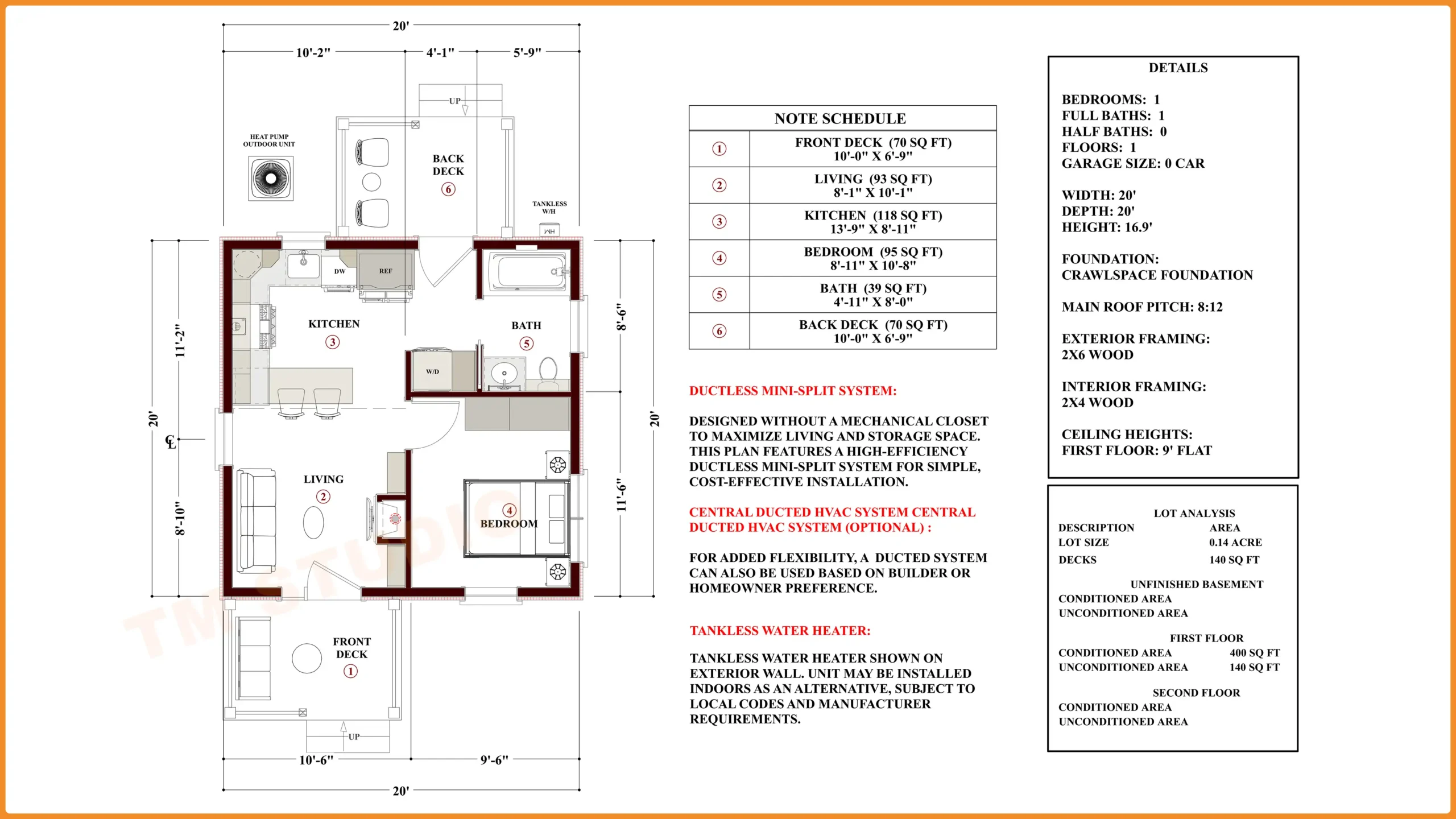Tm studio floor plan with dimensions TMS-002-CF1
