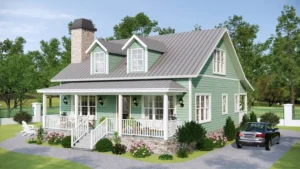 Small House Design 32x32ft (10x10m) 3 Bedrooms - Can't Help Falling In Love With This Cottage House. floor plan TM Studio