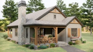 tm studio house plan 29'x46' (9x14m) The Cozy Countryside Cottage: Simple Pleasures Await