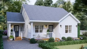 39'x39' (12x12m) Cozy Countryside Charms: Small Home Design Ideas