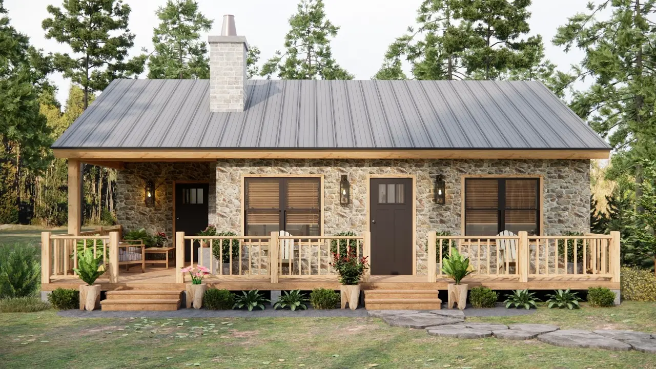 2-Bedroom Cabin Perfection: Designed for Comfort (38'x29') tm studio 2 bedroom house plan