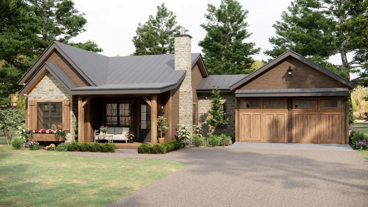 Can't Help But Love This Cozy Rustic Cottage: Small Home Design & Floor Plan Ideas TM studio 2 bedroom house plan