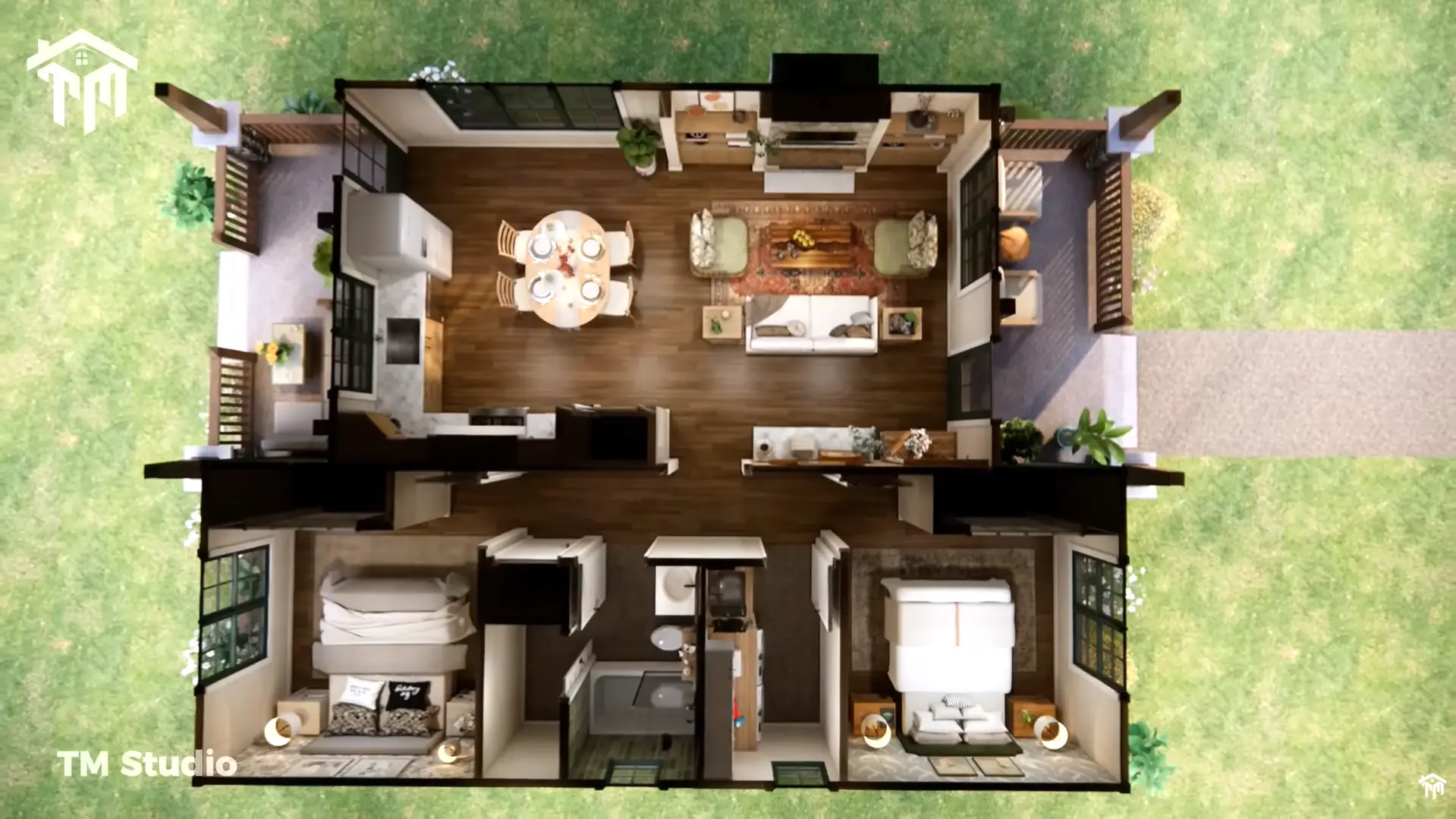 tm studio 2 bedroom 1 bathroom house plan