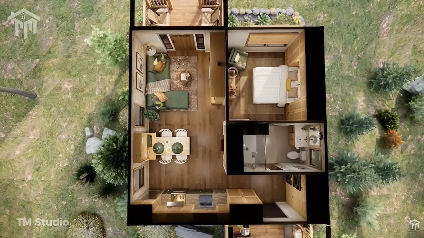 23'x23' (7x7m) This AMAZING Small House Breaks All Expectations tm studio small house design floor plan