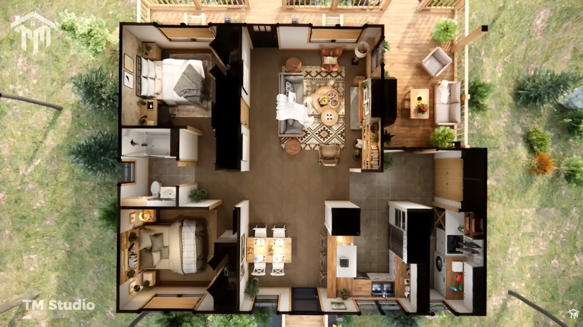 2-Bedroom Cabin Perfection: Designed for Comfort (38'x29') tm studio 2 bedroom house plan