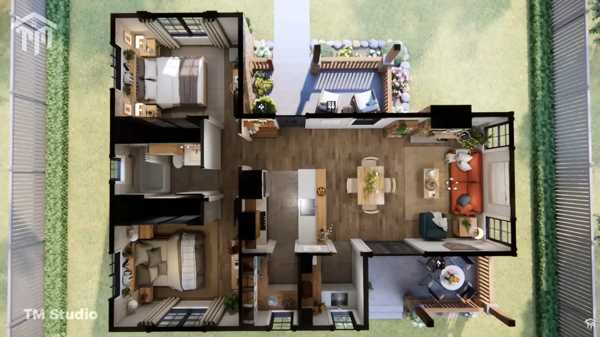 tm studio 2 bedroom house plan 830 Sq Ft (77m2) This Small House Has It All | Cozy and Charming...