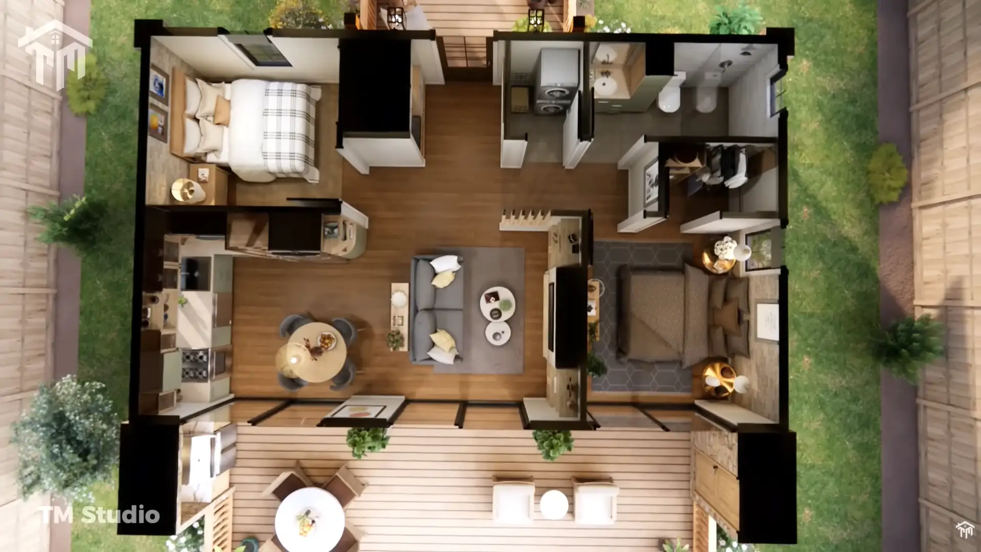 tm studio 2 bedroom 1 bathroom house plan TM STUDIO Small House Design