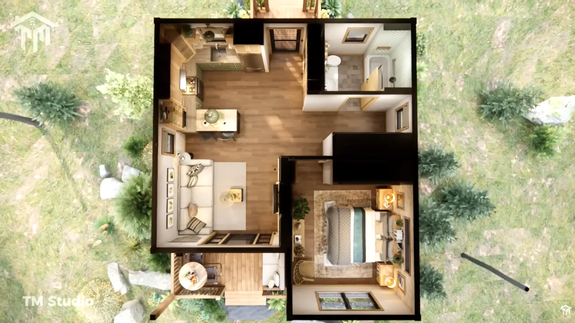 TM Studio small house design 1 bedroom floor plan
