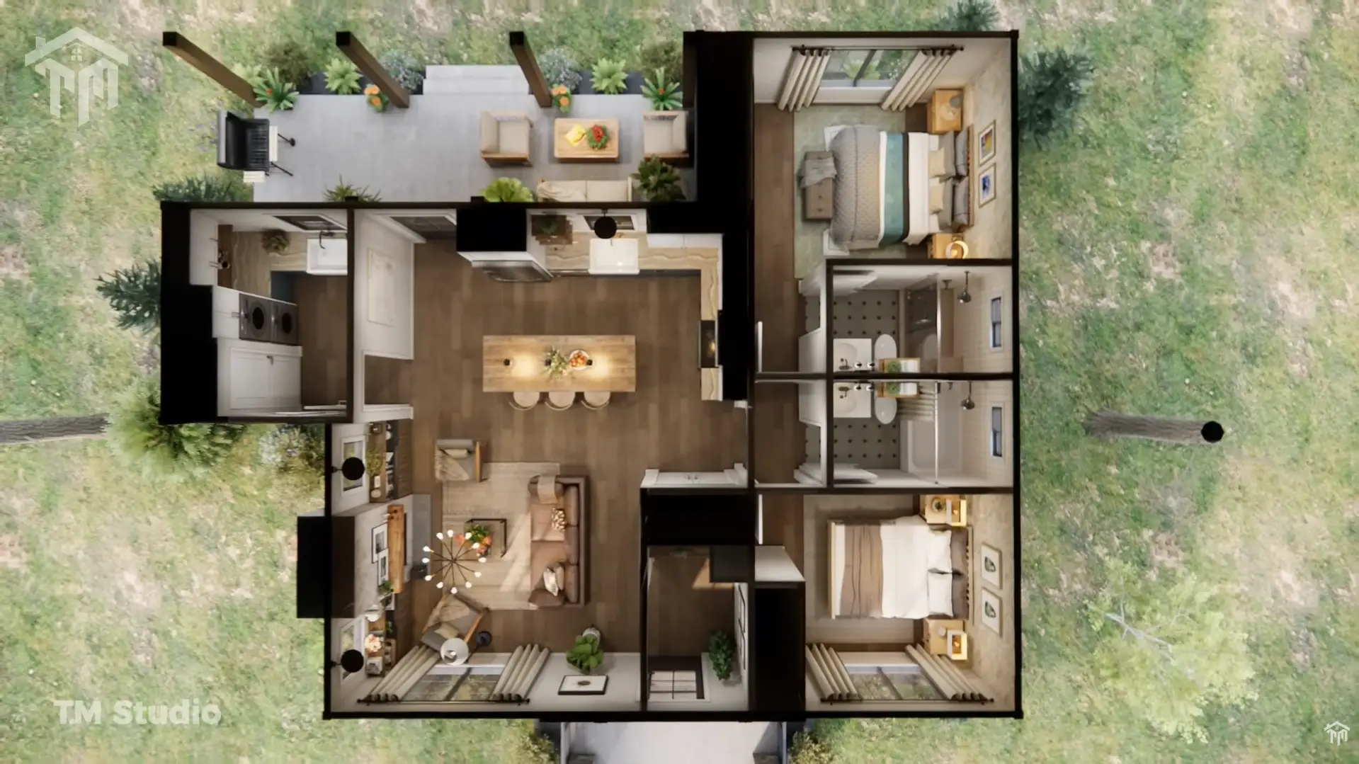 tm studio small house design (39'x 33') Small Farmhouse Design | A Warm and Cozy Retreat