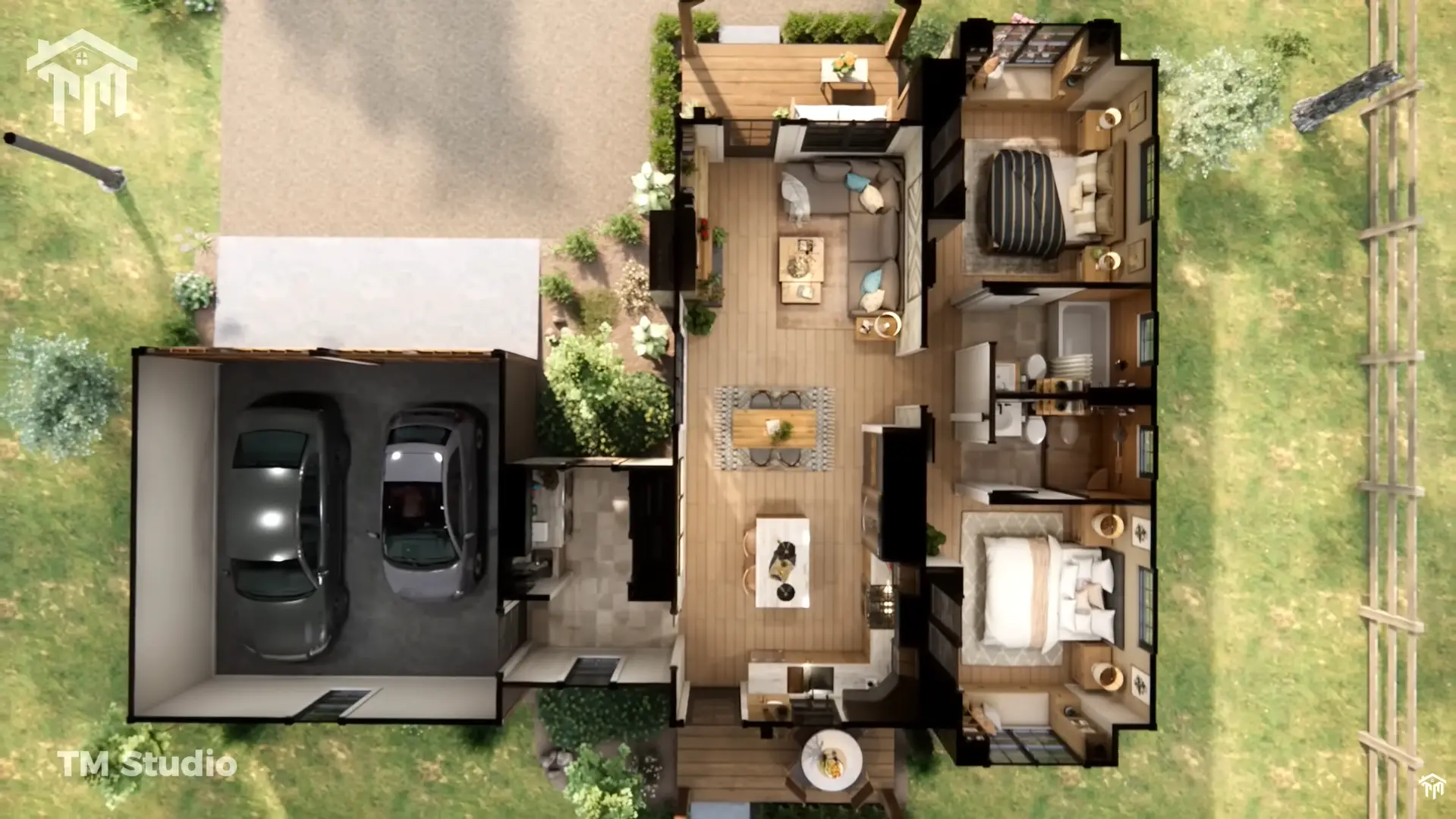 Can't Help But Love This Cozy Rustic Cottage: Small Home Design & Floor Plan Ideas TM studio 2 bedroom house plan