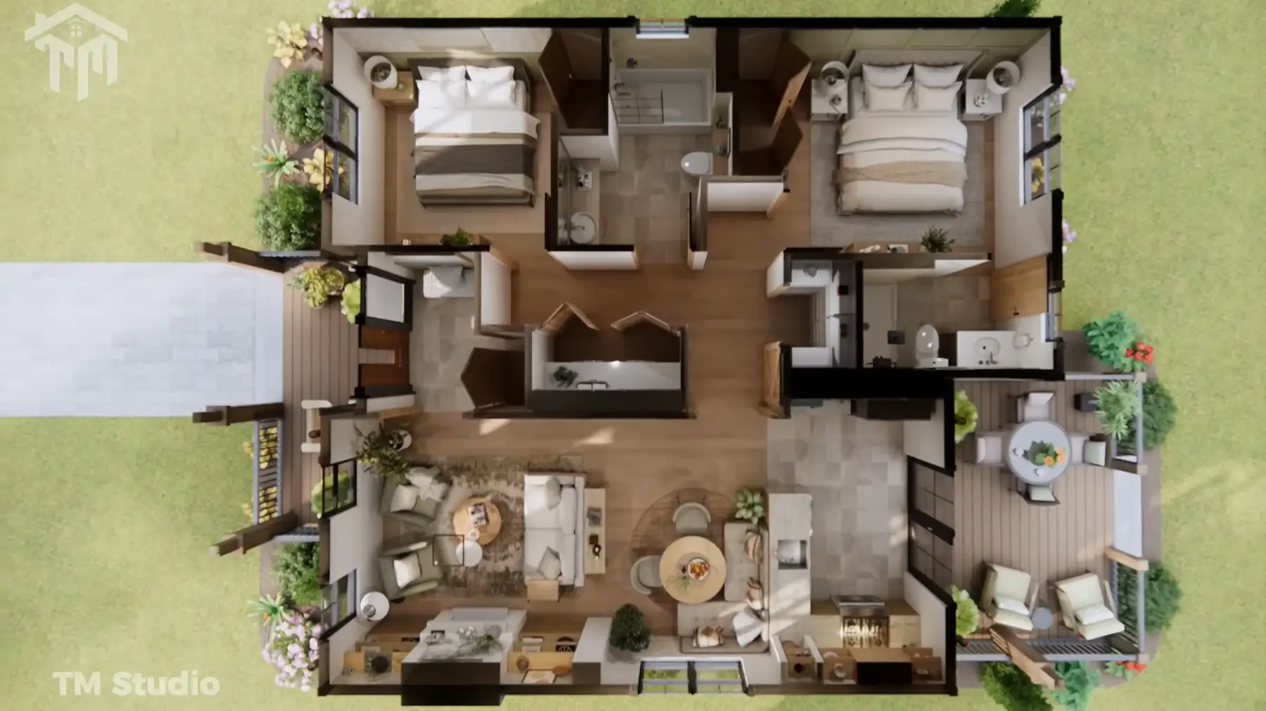TM Studio 2 bedroom 2 bathroom house plan