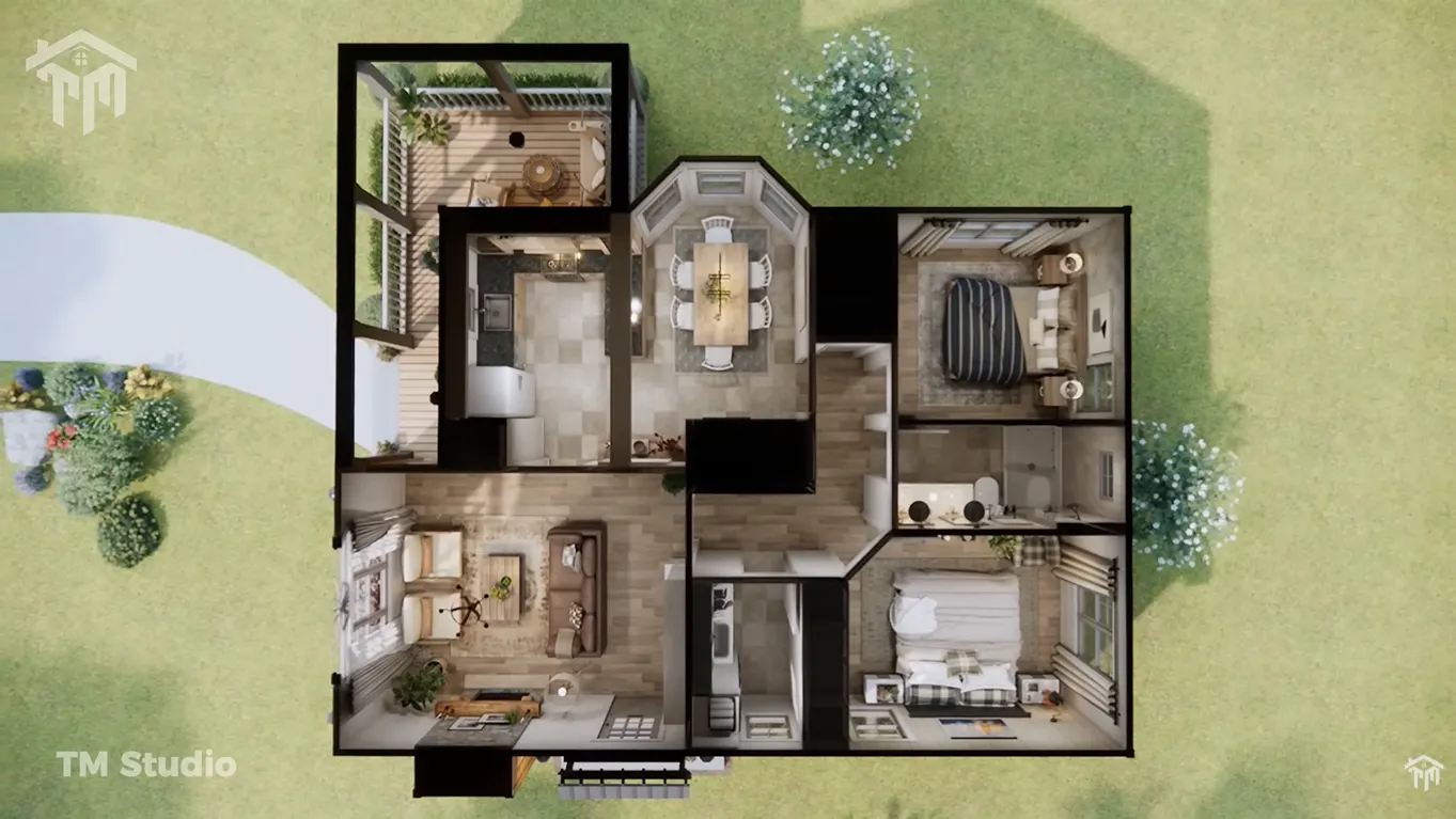 tm studio 2 bedroom house plan Absolutely Gorgeous Small House | 2-Bedroom | COZY & CHARMING.