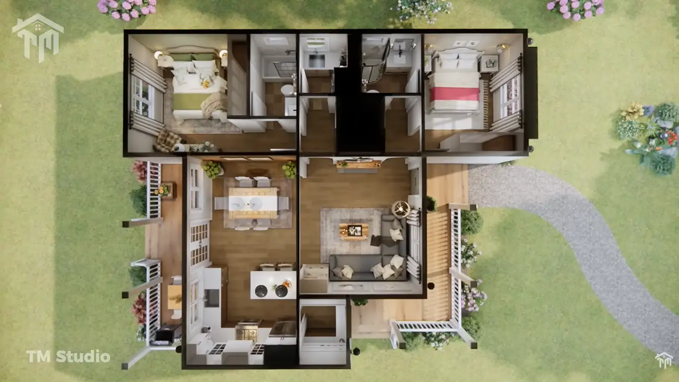 tm studio small house design 2 bedroom floor plan