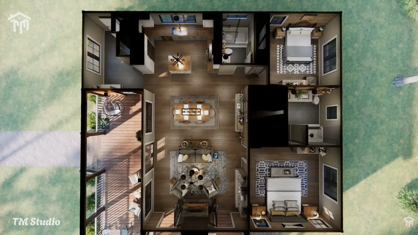tm studio house plan 2 bedroom 2 bathroom