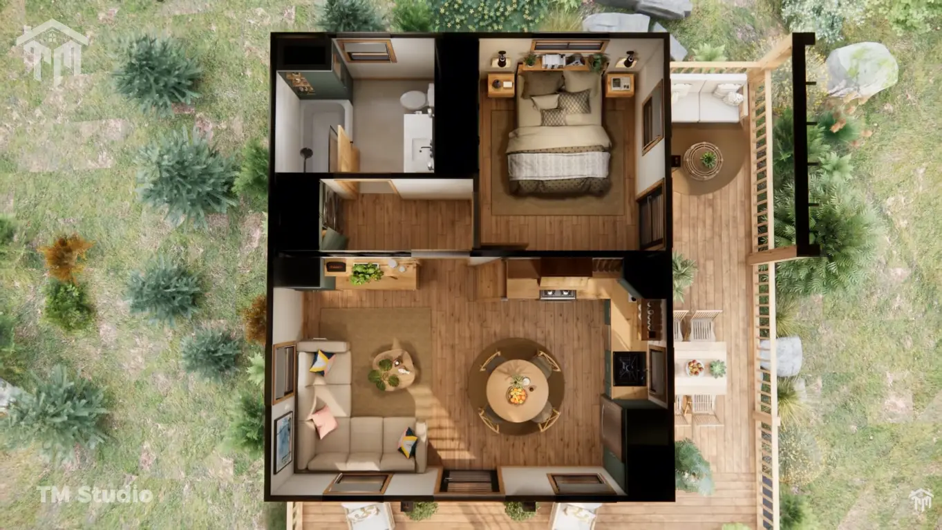 tm studio 2 bedroom house plan with loft bedroom