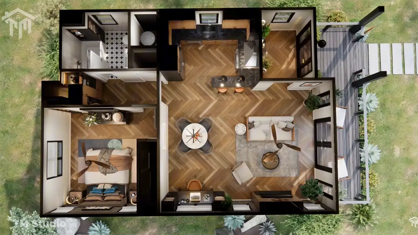 tm studio The PERFECT Cozy Layout for a Small Modern Home