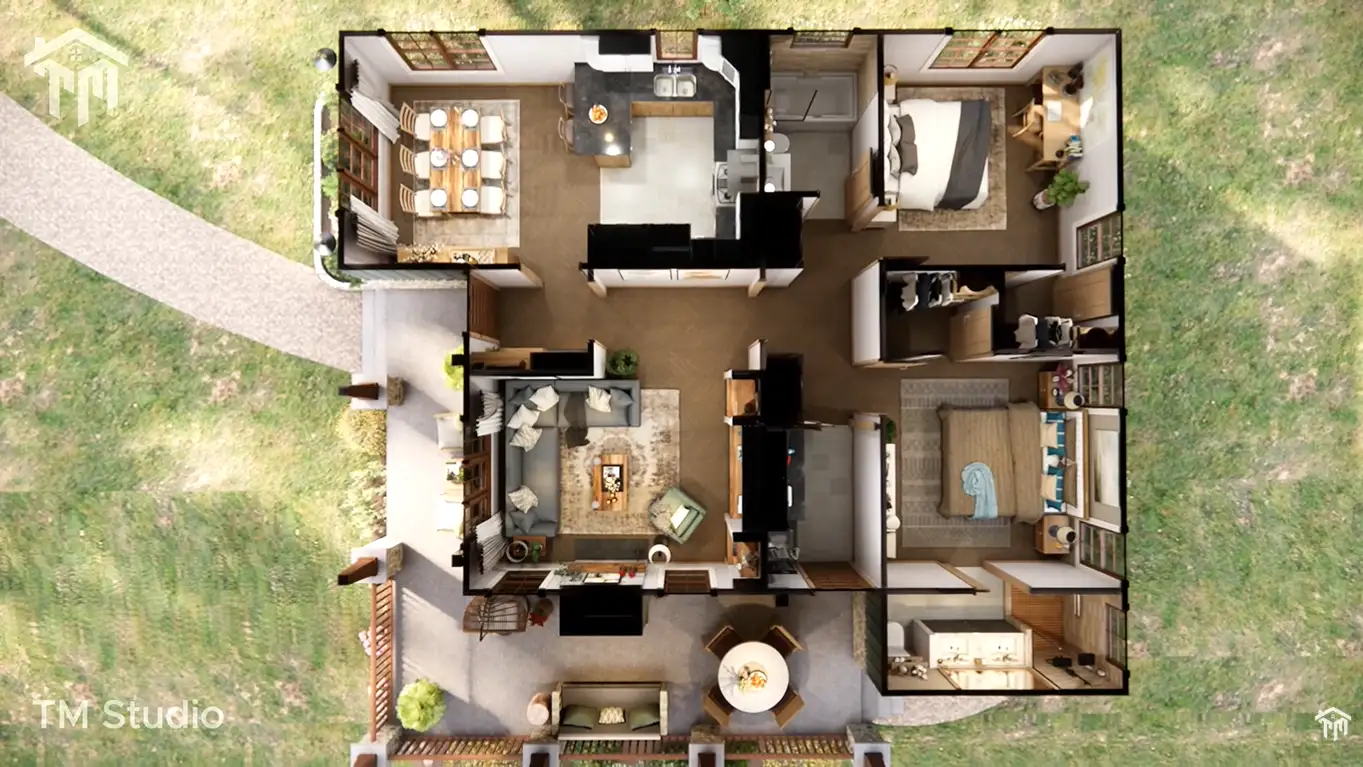 Tm studio house plans 2 bedroom