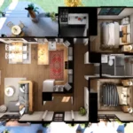 36'x26' (11x8m) Charming 2-Bedroom Cottage: Perfect for Small Families