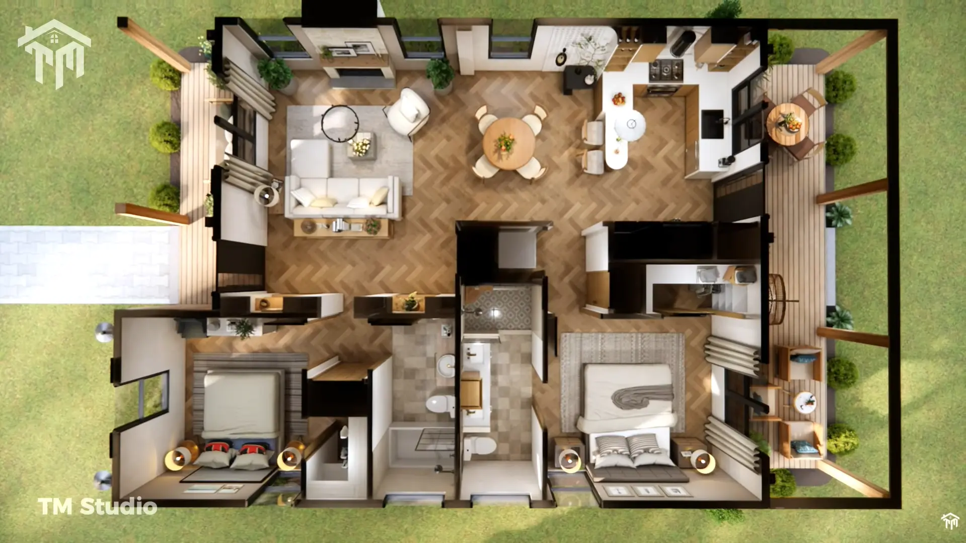 tm studio 2 bedroom house plan TM studio small HOuse Design