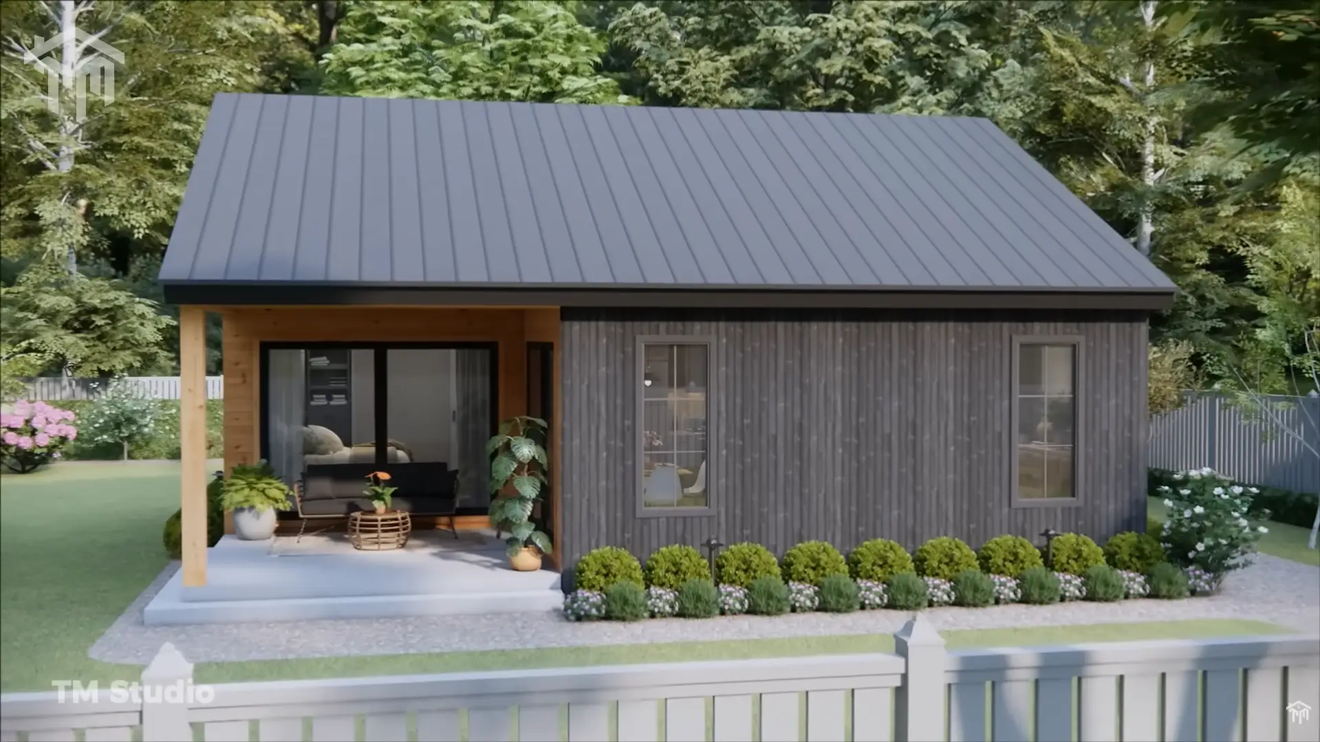 TM STUDIO small house design floor plan 33'x30' (10x9m) The Perfect Small Country House: Beautiful & Comfortable.