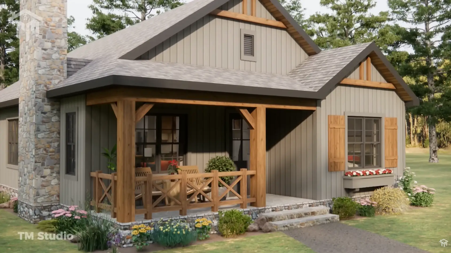 tm studio house plan 29'x46' (9x14m) The Cozy Countryside Cottage: Simple Pleasures Await