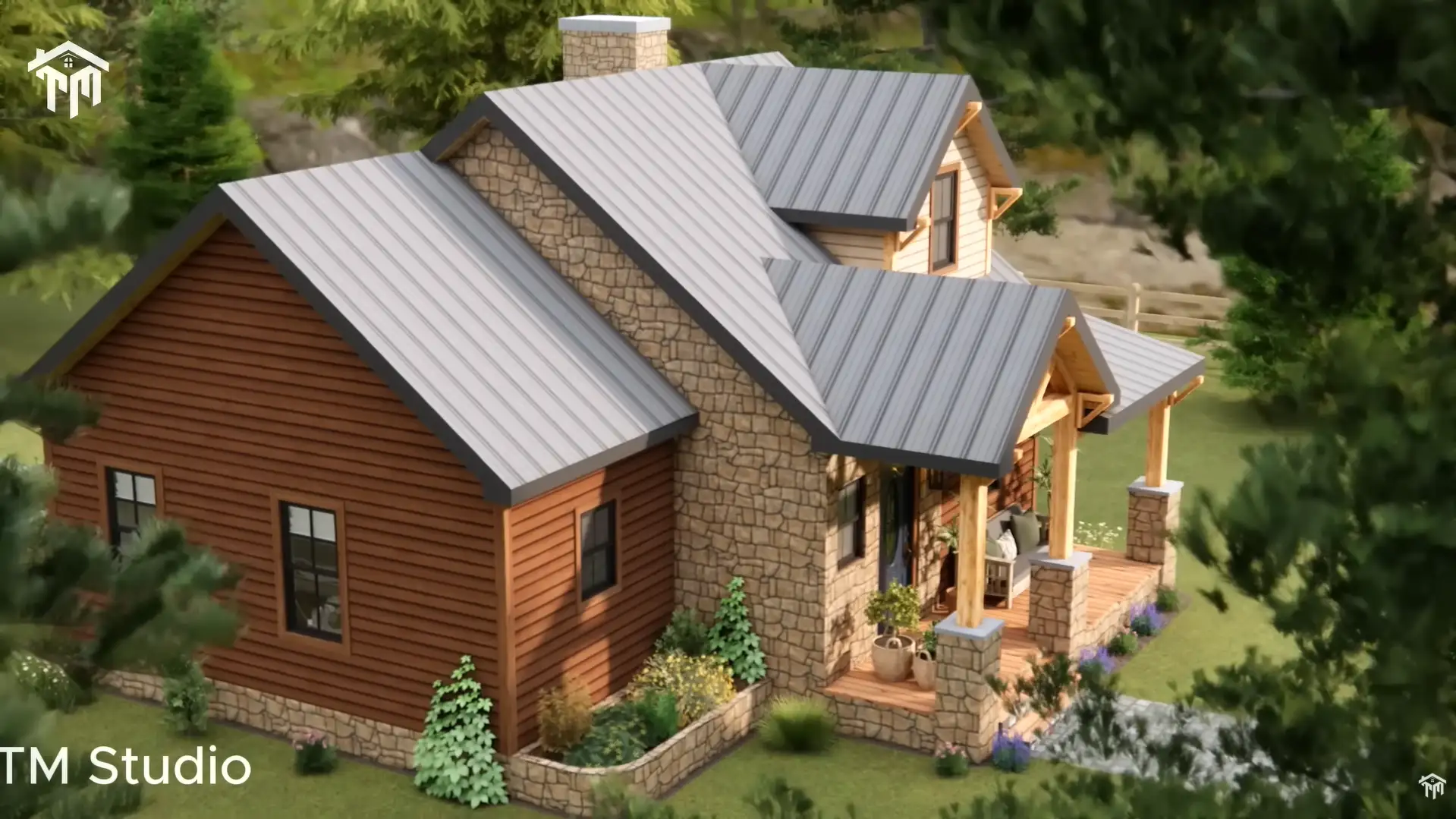 29'x26' (9x8m) Cottage Farmhouse with Loft: Cozy, Space-Saving, and Stylish floor plan