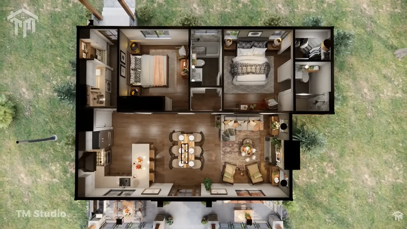 tm studio 2 bedroom house plan sale