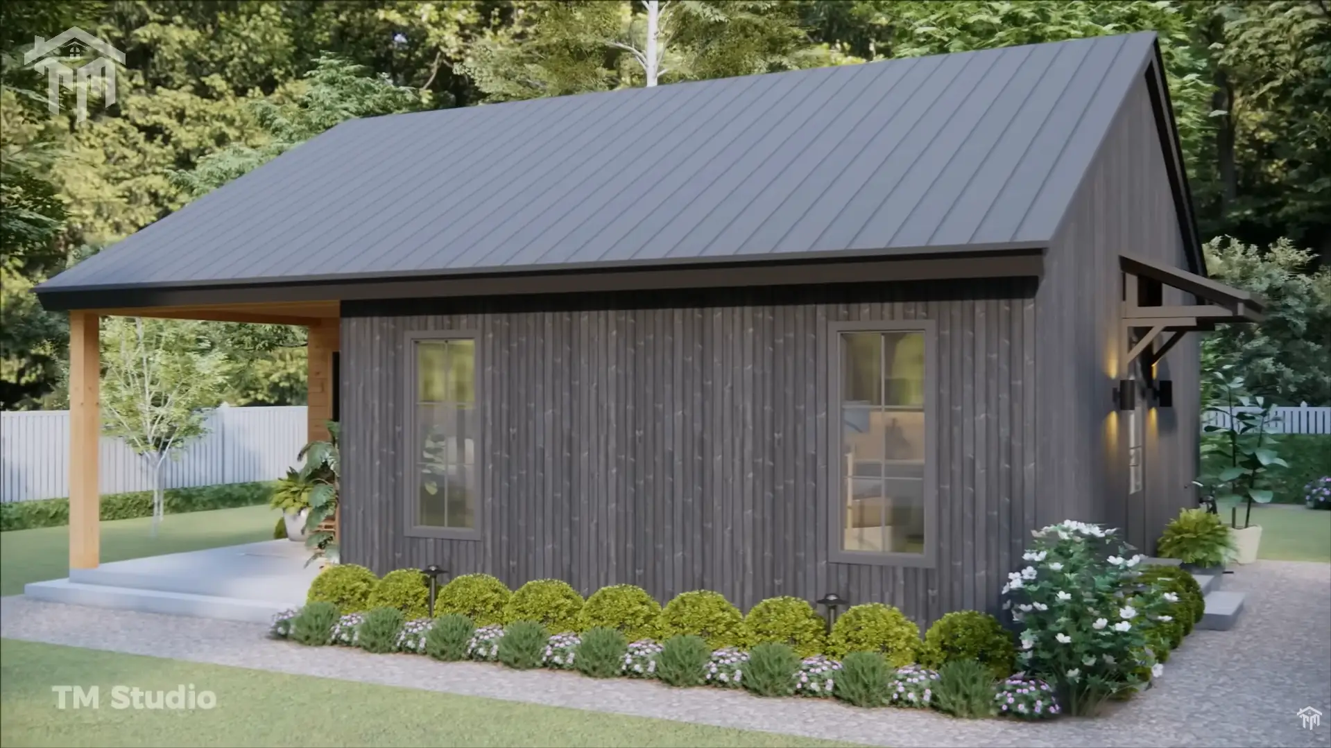 TM STUDIO small house design floor plan 33'x30' (10x9m) The Perfect Small Country House: Beautiful & Comfortable.