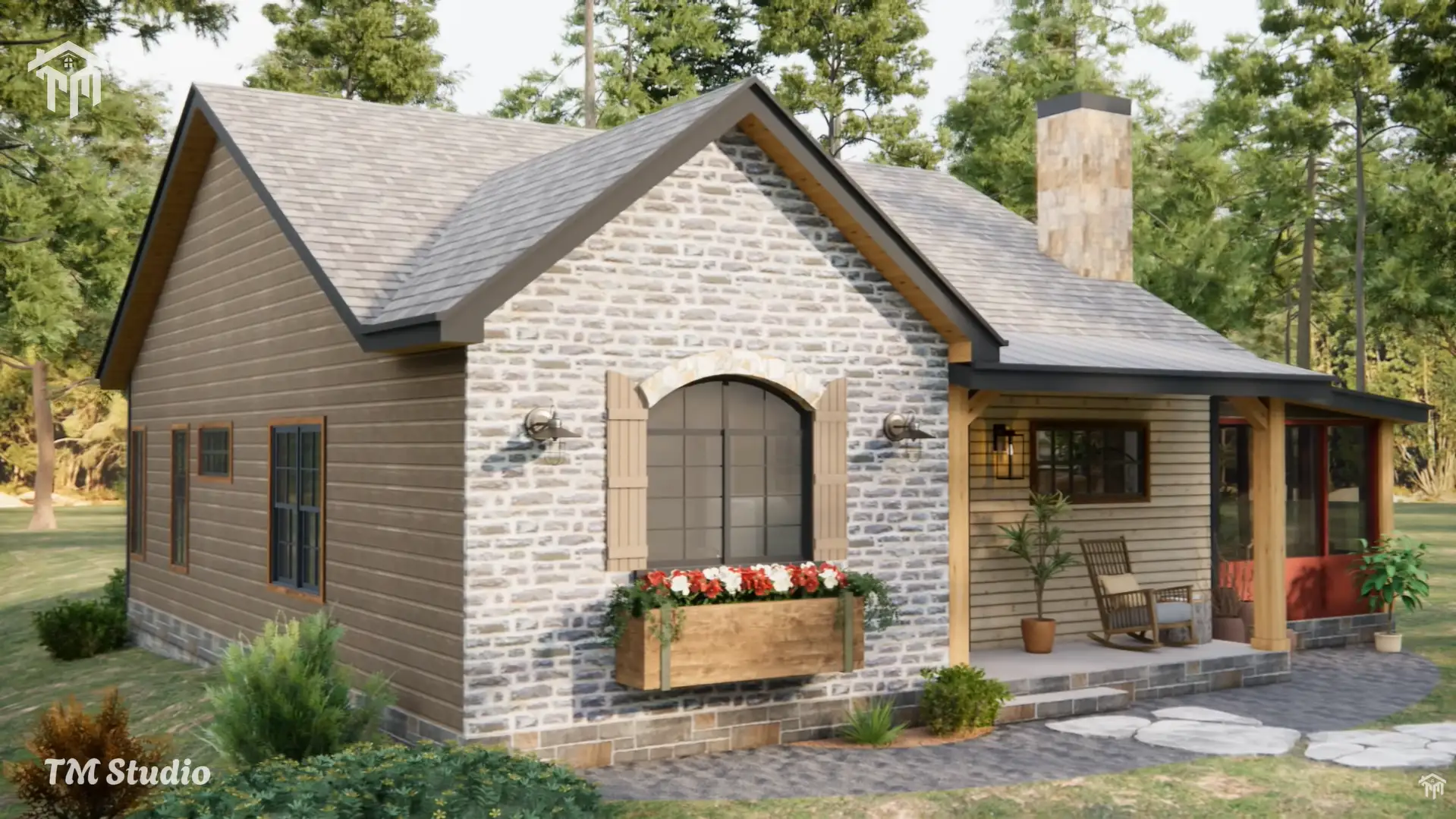 29'x36' (9x11m) What An Amazing Cabin Home | Cozy & Charm | 2-Bedroom Small House Floor plan TM Studio small house design