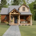 29'x26' (9x8m) Cottage Farmhouse with Loft: Cozy, Space-Saving, and Stylish floor plan