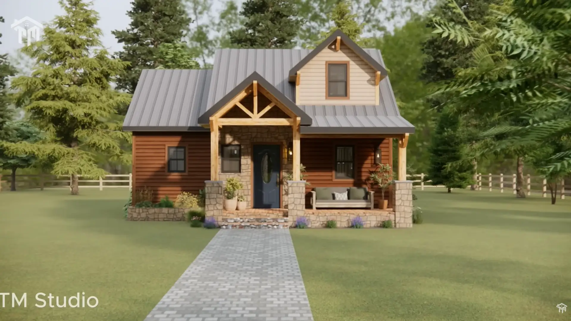 29'x26' (9x8m) Cottage Farmhouse with Loft: Cozy, Space-Saving, and Stylish floor plan