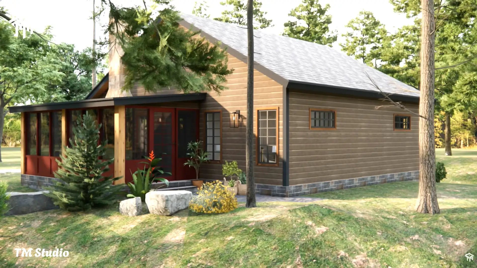 29'x36' (9x11m) What An Amazing Cabin Home | Cozy & Charm | 2-Bedroom Small House Floor plan TM Studio small house design