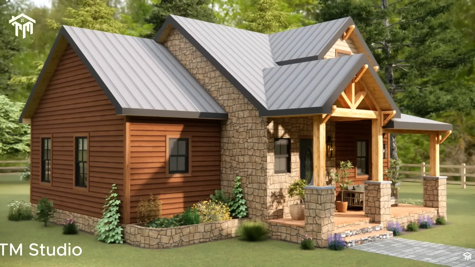 29'x26' (9x8m) Cottage Farmhouse with Loft: Cozy, Space-Saving, and Stylish floor plan