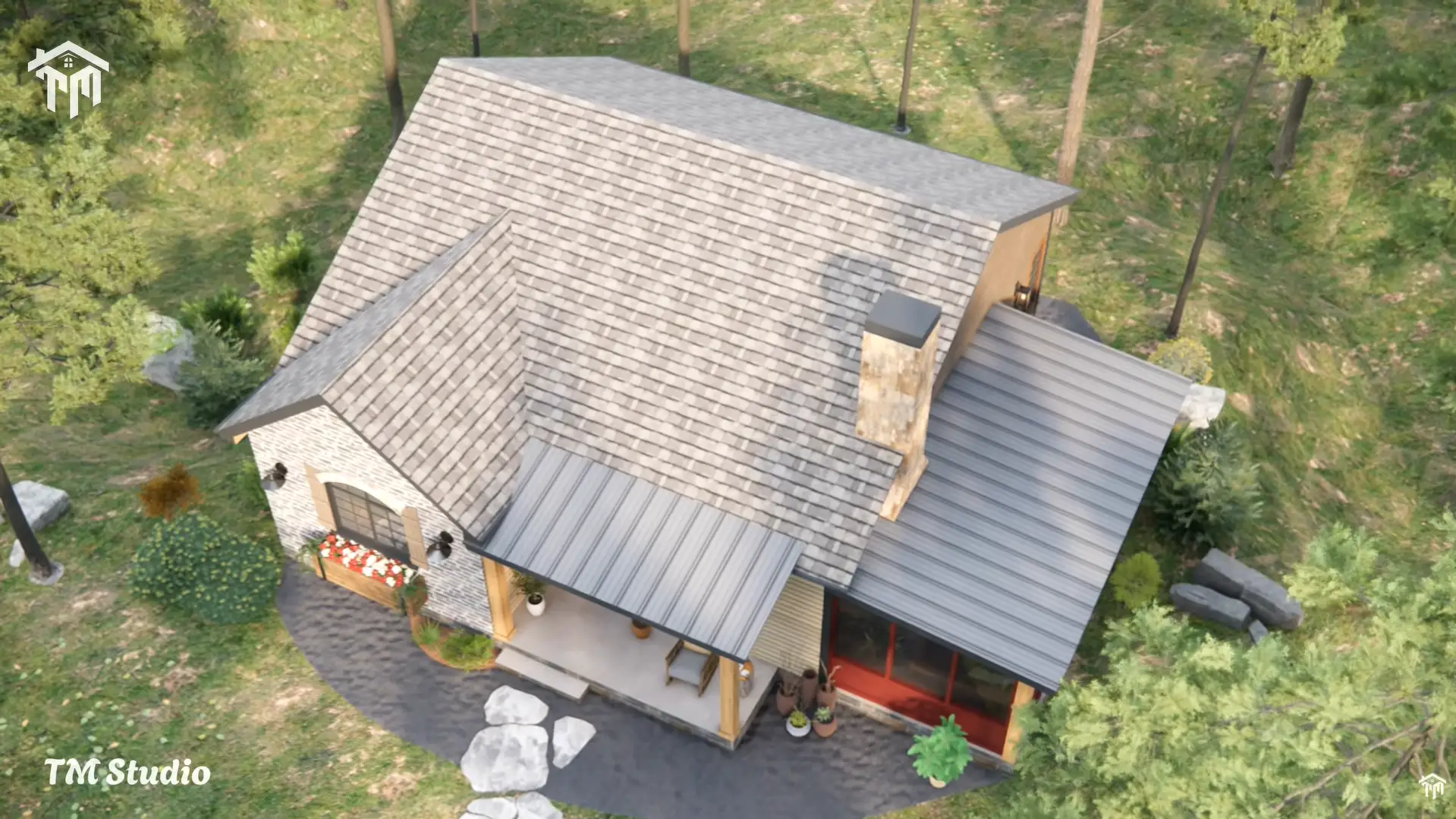 29'x36' (9x11m) What An Amazing Cabin Home | Cozy & Charm | 2-Bedroom Small House Floor plan TM Studio small house design