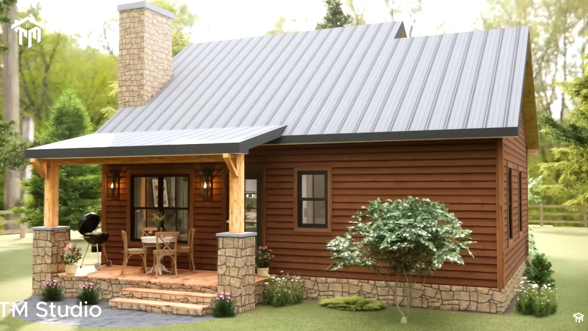 29'x26' (9x8m) Cottage Farmhouse with Loft: Cozy, Space-Saving, and Stylish
