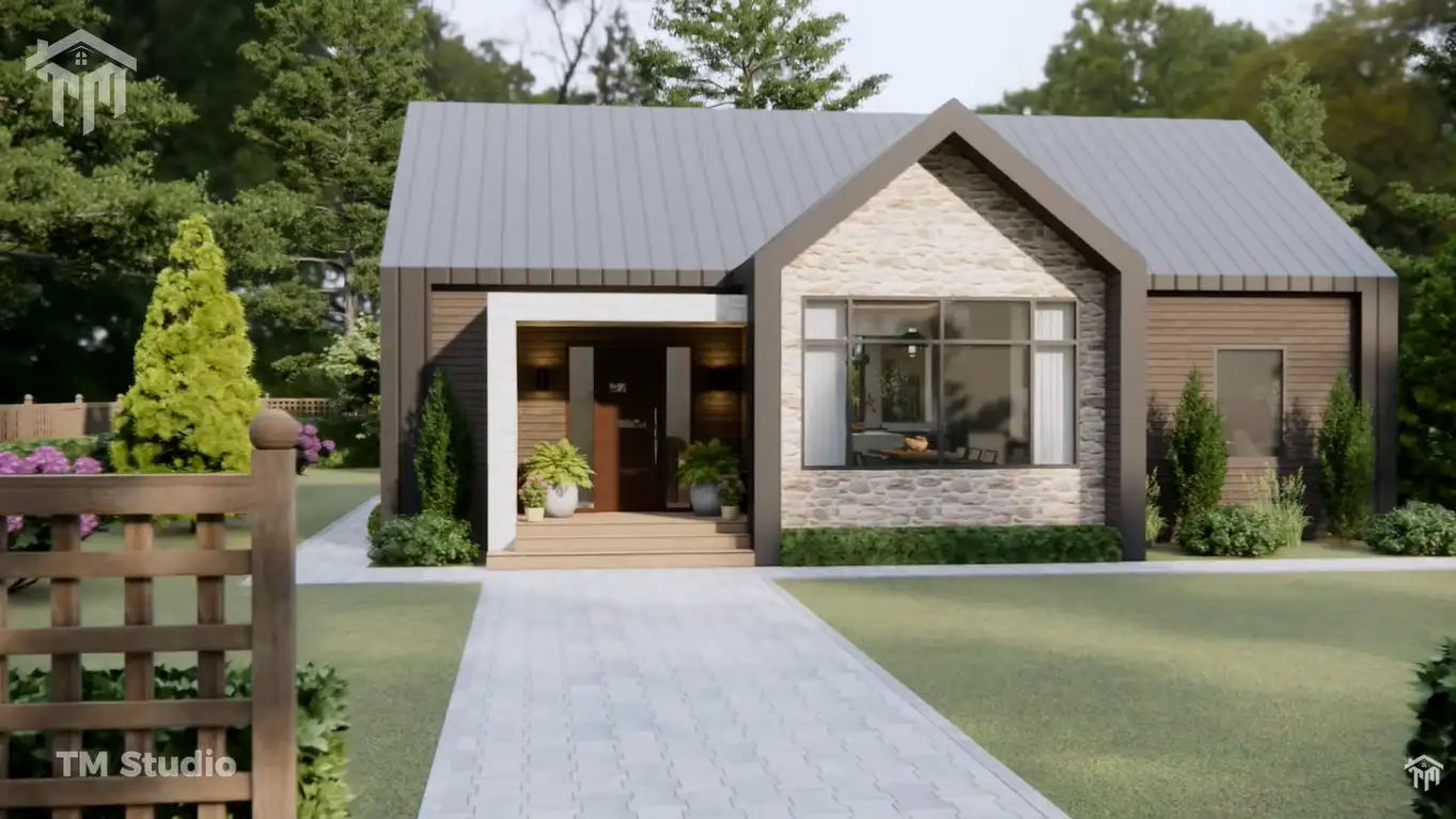 tm studio 2 bedroom house plan 1259 SQ FT | tm studio small house design