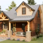 29'x26' (9x8m) Cottage Farmhouse with Loft: Cozy, Space-Saving, and Stylish