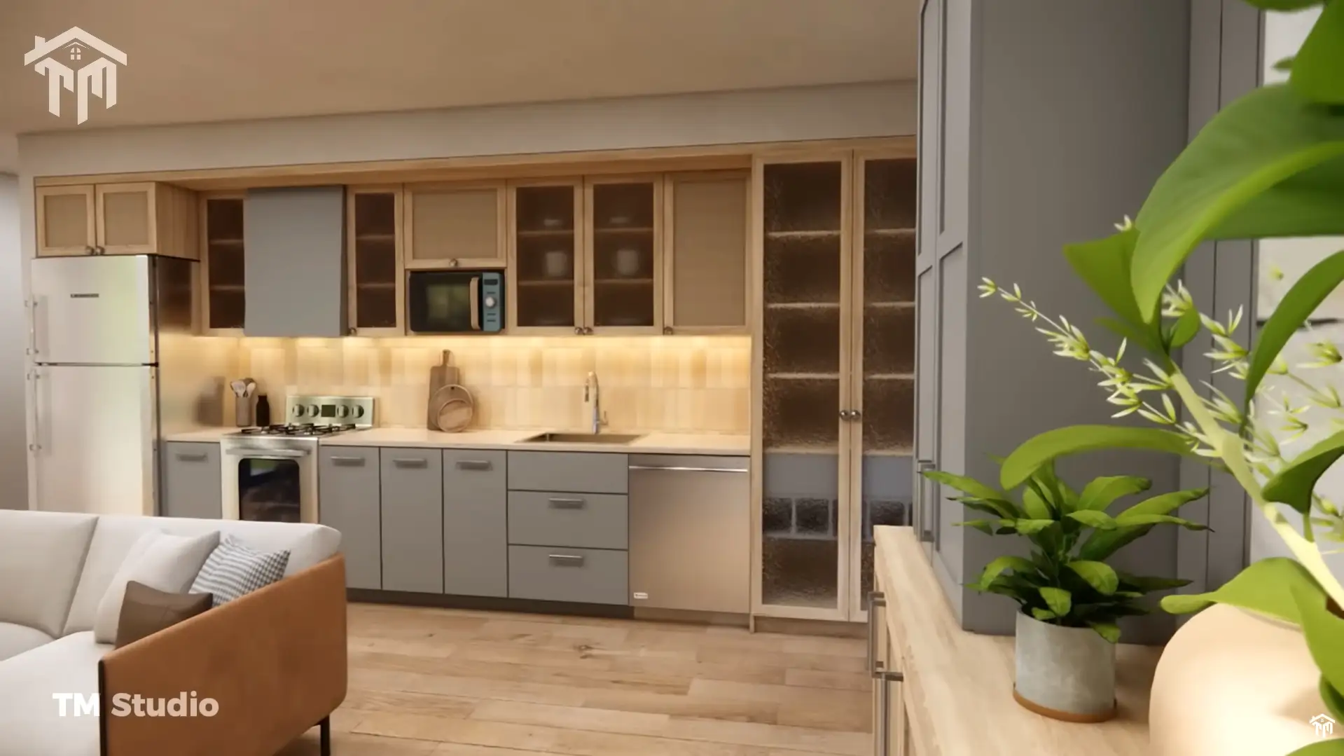 TM STUDIO small house design floor plan 33'x30' (10x9m) The Perfect Small Country House: Beautiful & Comfortable.