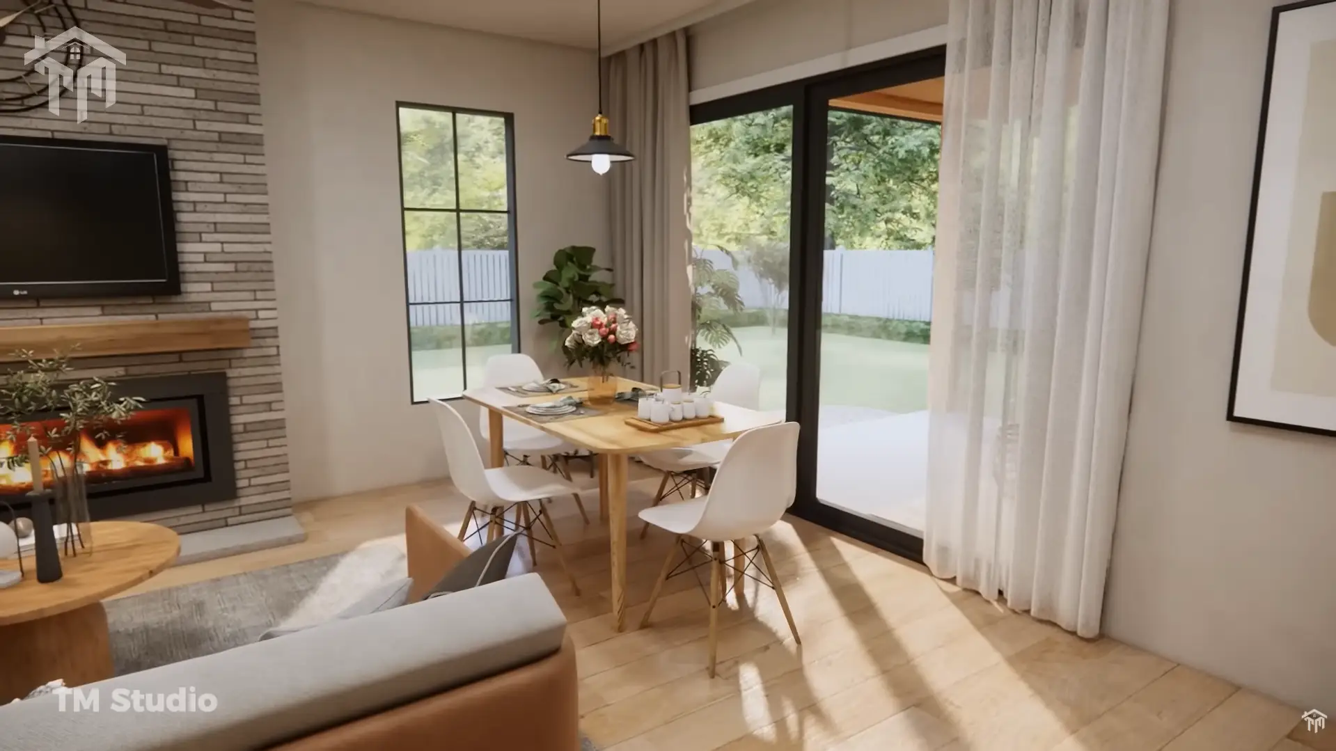 TM STUDIO small house design floor plan 33'x30' (10x9m) The Perfect Small Country House: Beautiful & Comfortable.