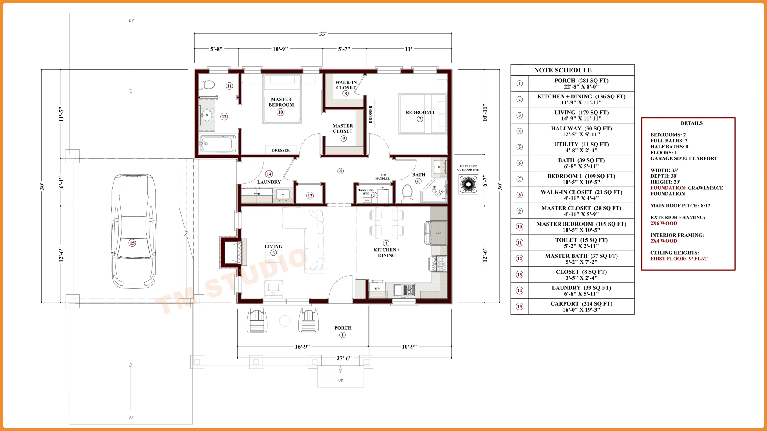 tm studio floor plan 2 bedroom with carport