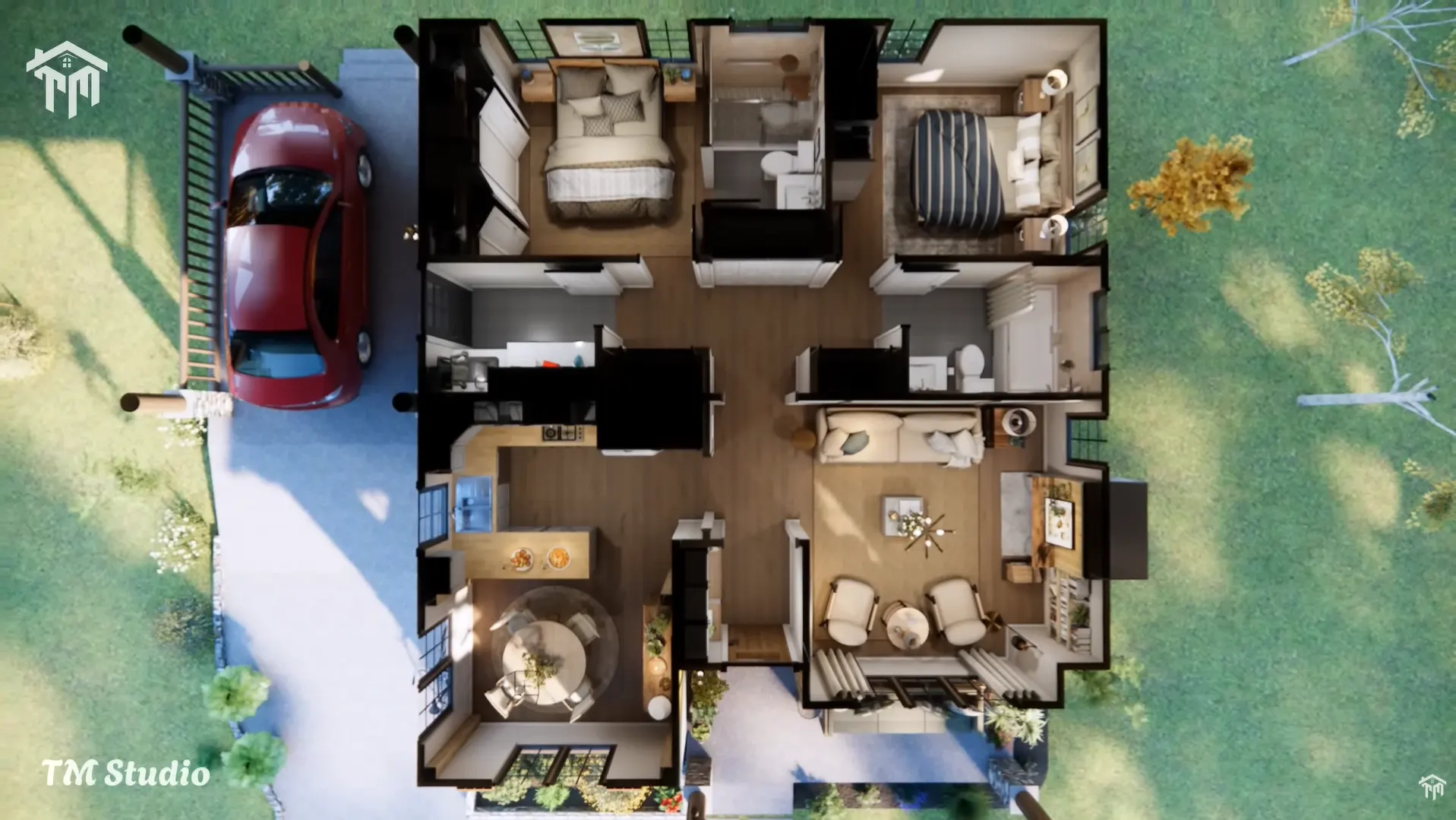 tm studio 2 bedroom house plan with carport