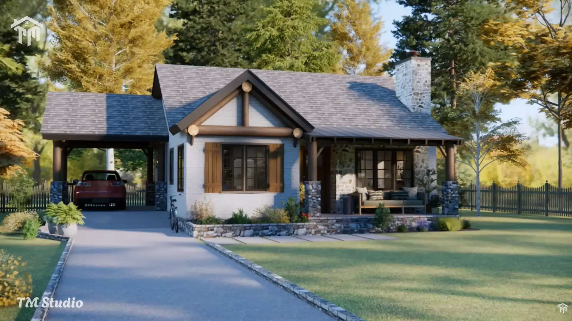 tm studio 2 bedroom house plan with carport