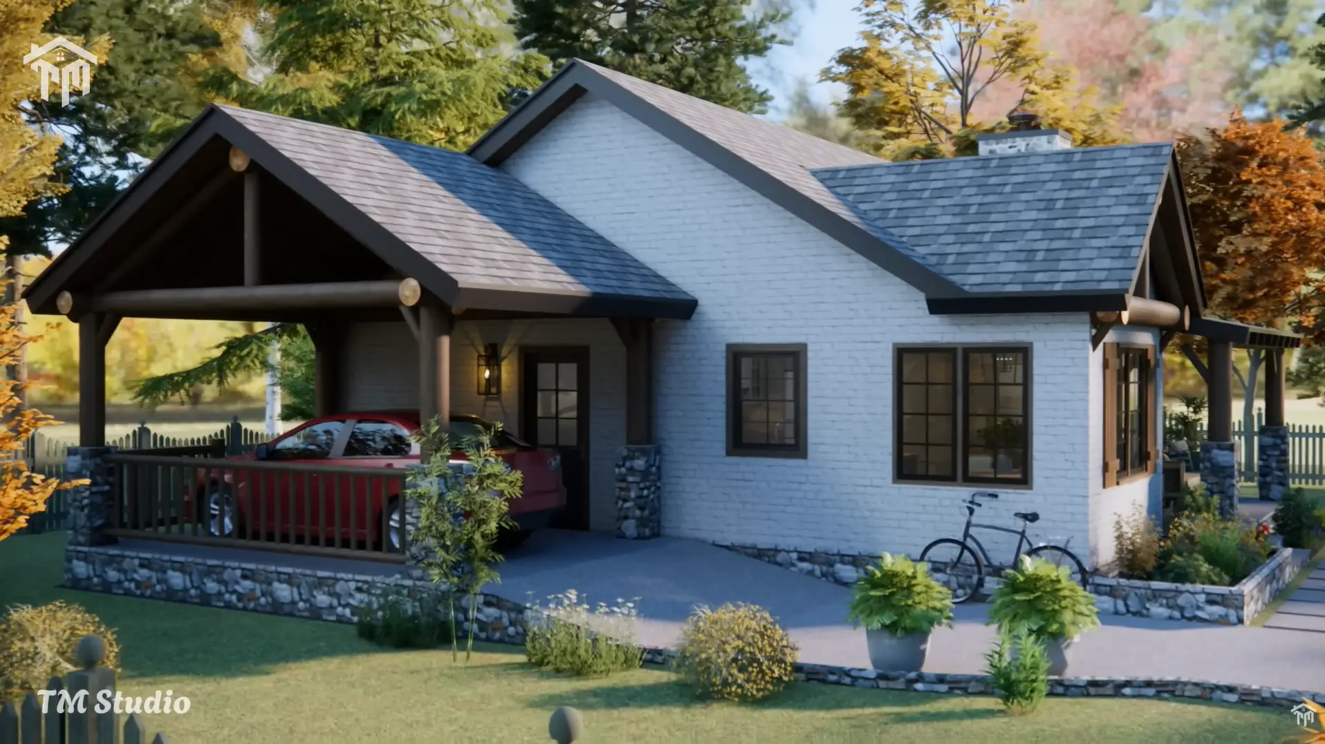 tm studio 2 bedroom house plan with carport