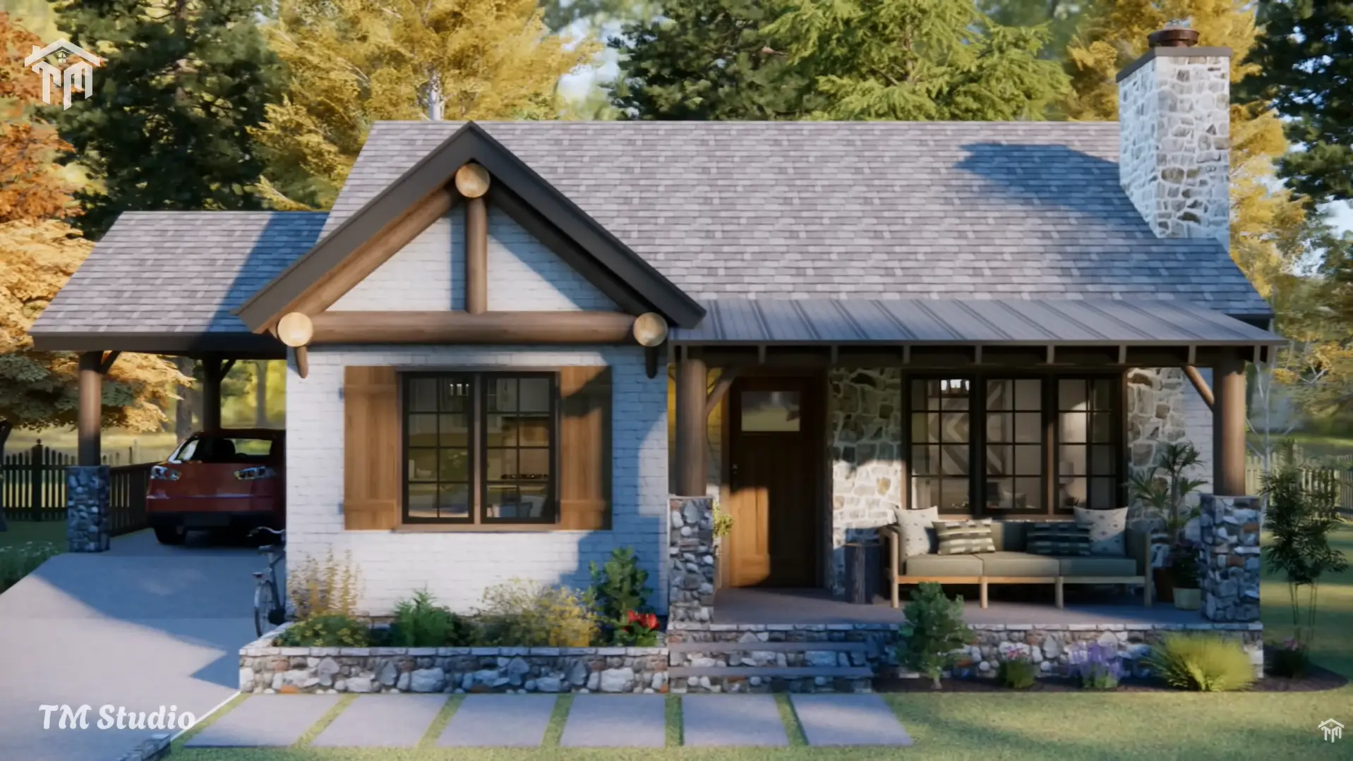 tm studio 2 bedroom house plan with carport