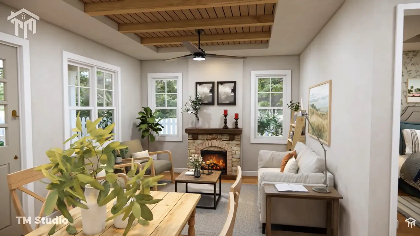 tm studio 2 bedroom small Country house plan