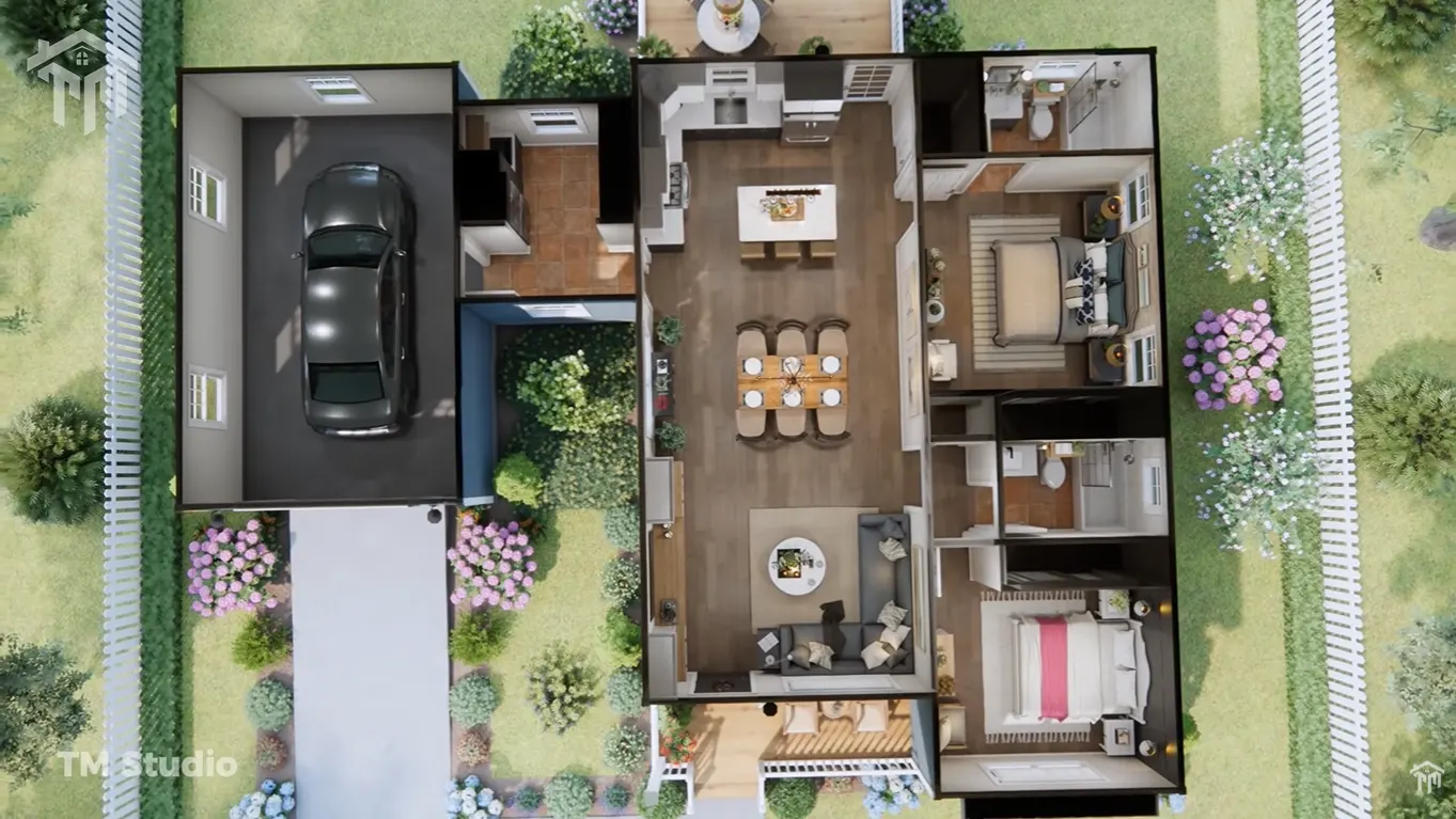 tm studio house plan 2 bedroom with cr garage