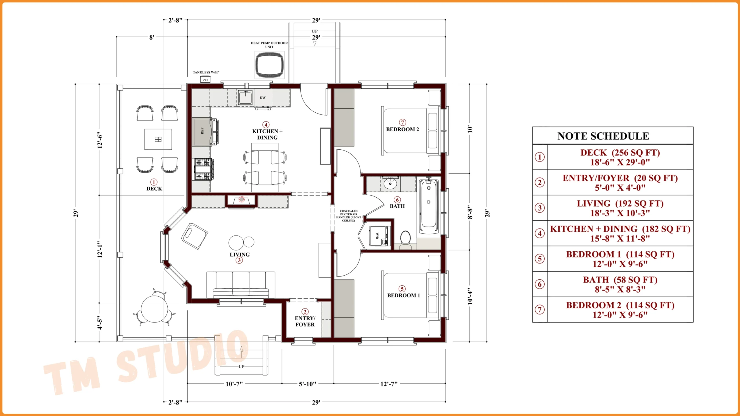 tm studio 2 bedroom cabin house plan with dimensions