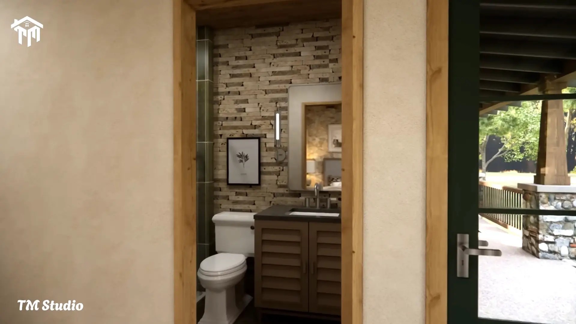 tm studio 2 bedroom house plan with 2 bathroom