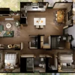 tm studio 2 bedroom house plan with 2 bathroom